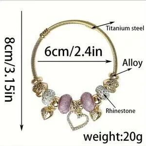 Titanium Steel Heart Love Diamond Charm Bracelet
